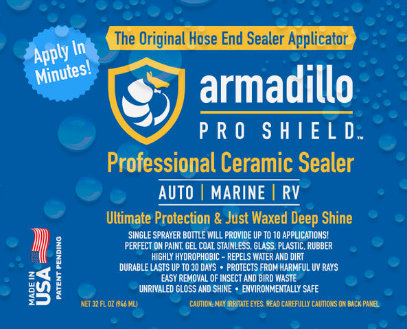 Refill label for boat sealant offering 5-minute application for boats, cars, and RVs.