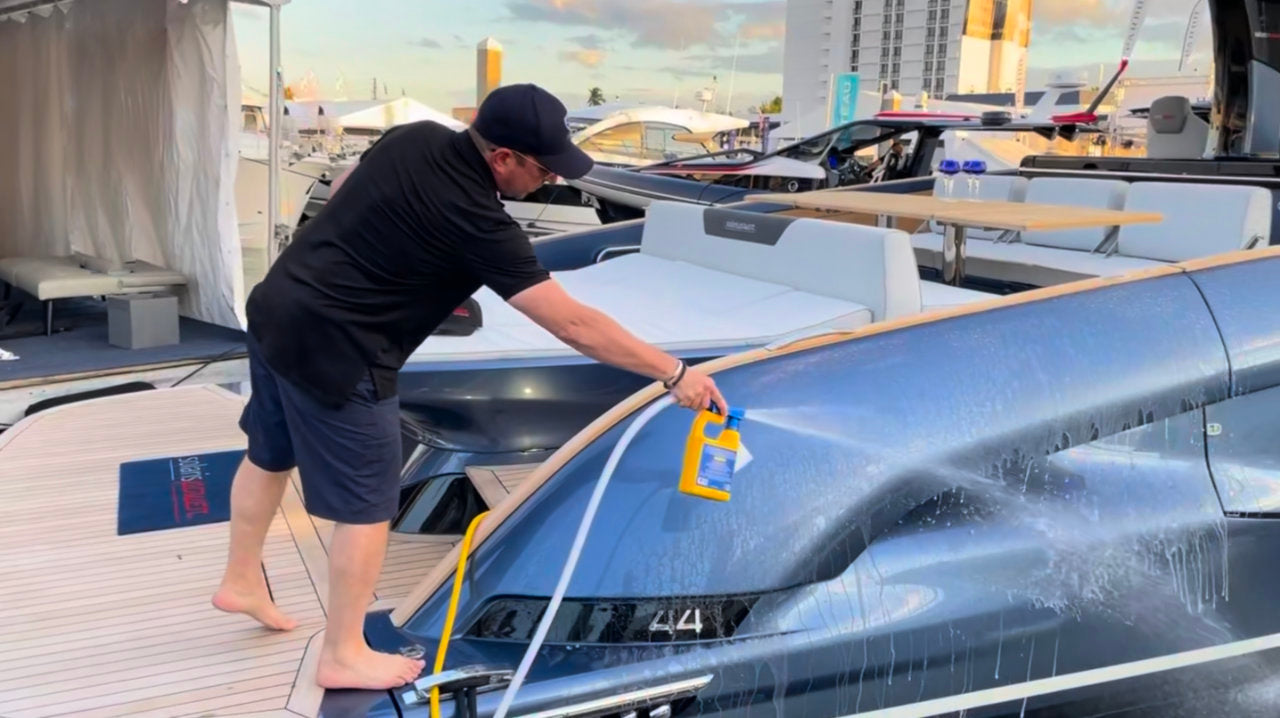 Load video: Armadillo Pro Shield Spray-on Ceramic Coating Environmentally Friendly Marine Ceramic Sealant UV Protection Made in the USA Boat Sealer