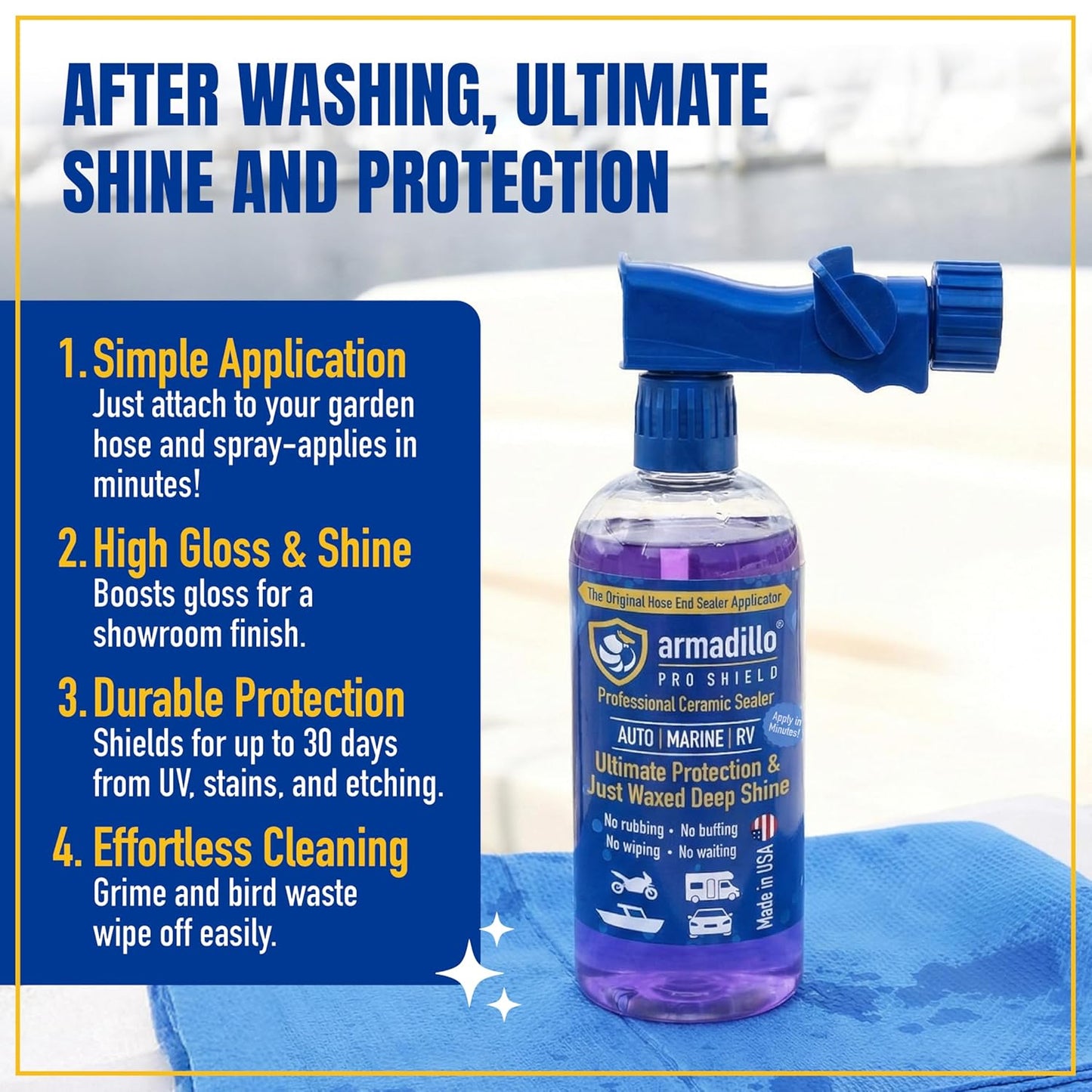 Armadillo Pro Shield Hydrophobic Ceramic Coating Hose-End Sprayer (12oz)